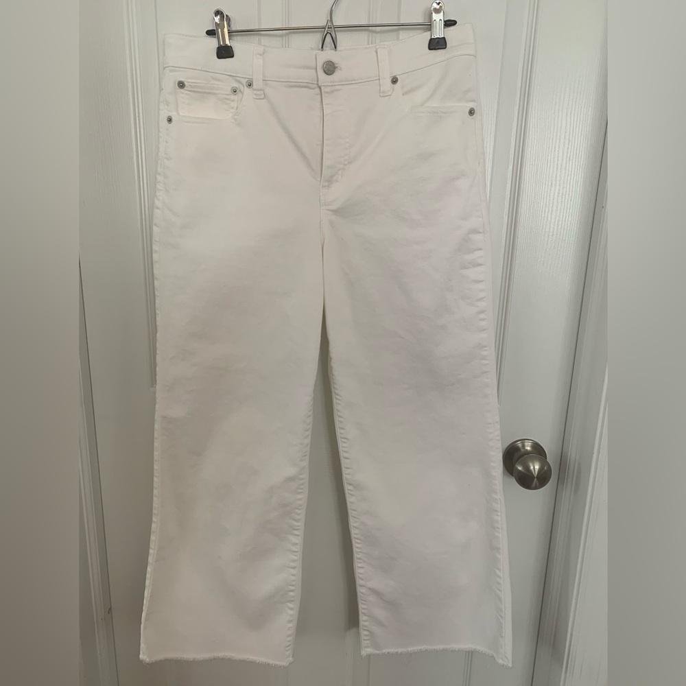 J Crew White Wide Leg Cropped Jeans 29